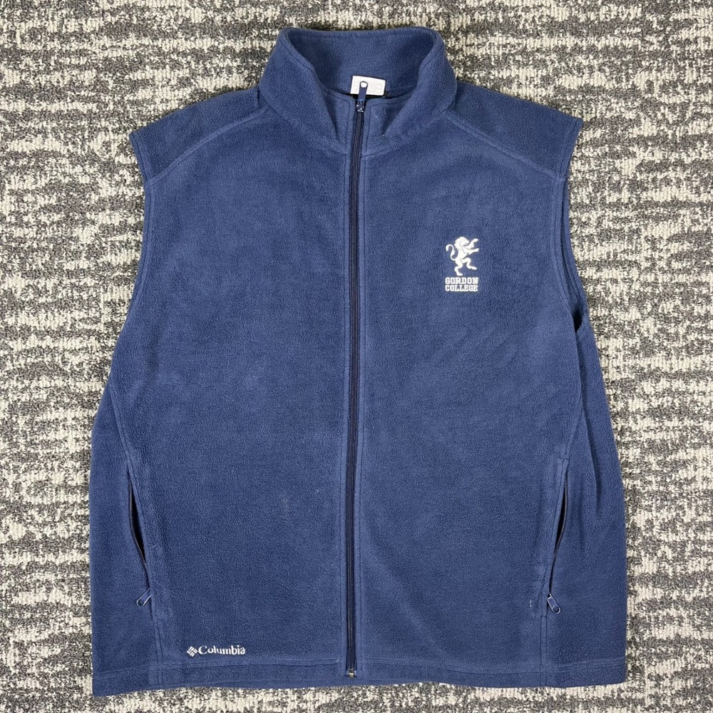 Columbia Mens Gordon College Fleece Vest Navy Blue Full Zip‎ XXL